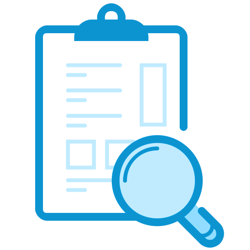 magnifying glass over clipboard icon